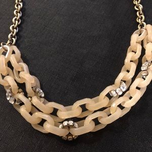 J. Crew Acetate blush and rhinestone necklace